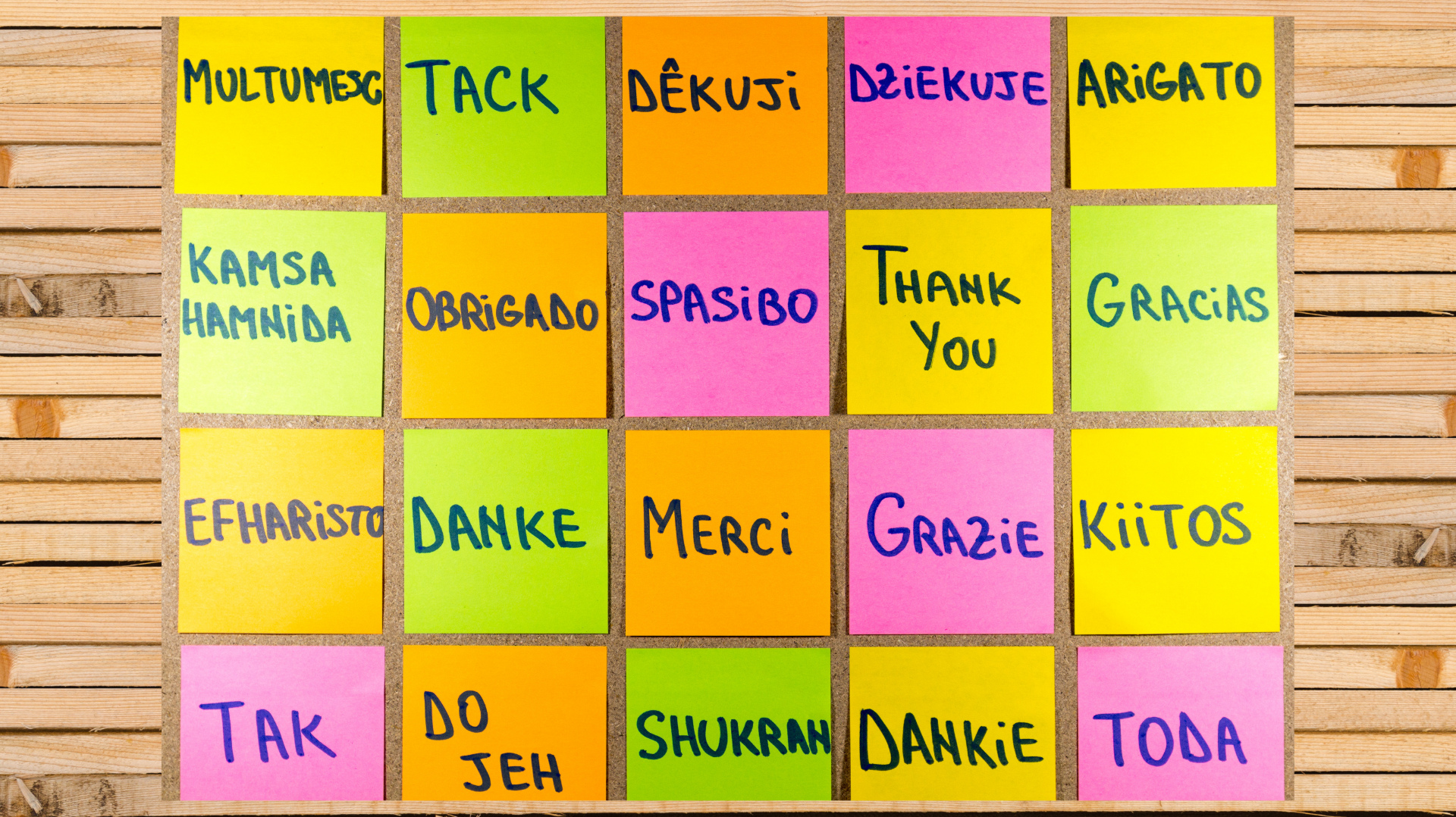 Agradecimiento en varios idiomas
